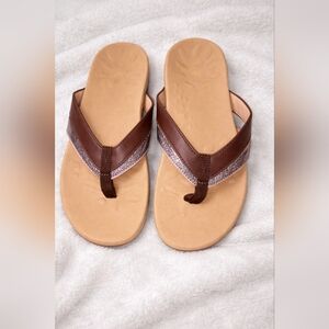 Women’s Brown Glitter Strap Flip Flop Sandals